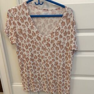 Mud Pie Beige Leopard Print V-Neck Blouse